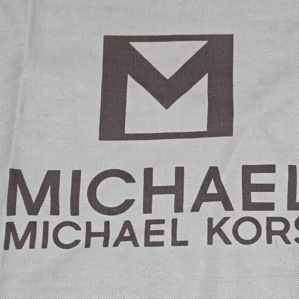 Michael Kors Drawstring Dust Bag Cream Cotton Canvas Brown Logo 18x18